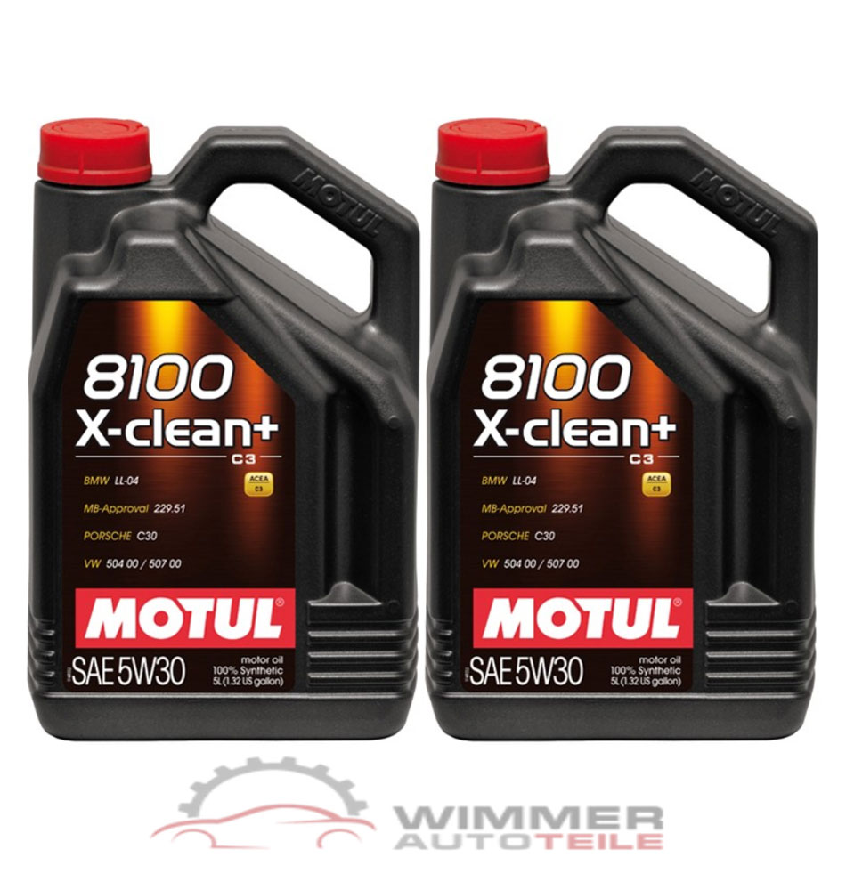 2x 5 Liter MOTUL 8100 Xclean+ Motoröl 5W30 Longlife Öl 50400 50700 LL